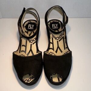 Fly London Women's Black Peep Toe Sandals